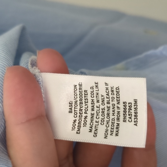 1901 lightweight cotton button down blouse with pear embroidered print - Picture 6 of 8